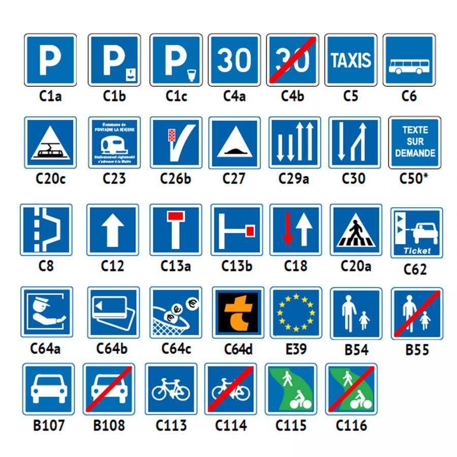 Panneau indication parking C1a - Virages